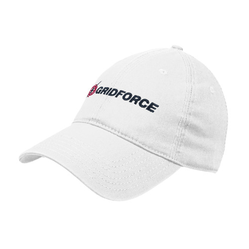 White Unstructured Adjustable Low Profile Hat-Gridforce