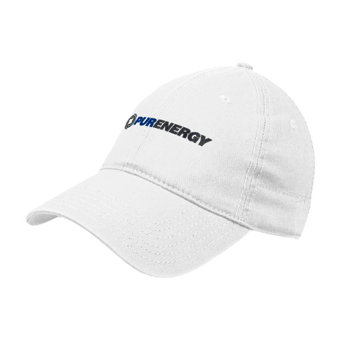 White Unstructured Adjustable Low Profile Hat-PurEnergy