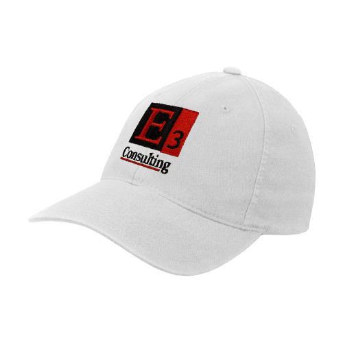White Flexfit Structured Low Profile Hat-E3 Consulting