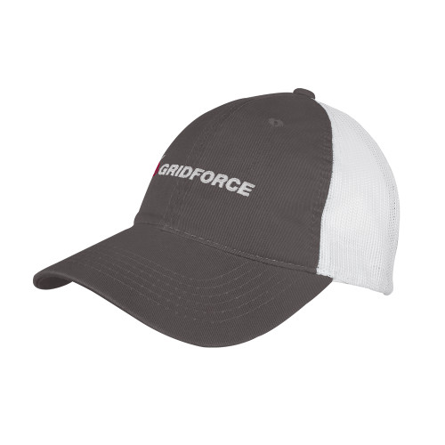 Charcoal/White Mesh Back Unstructured Low Profile Hat-Gridforce