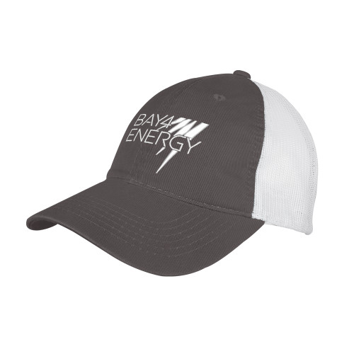 Charcoal/White Mesh Back Unstructured Low Profile Hat-NAES Bay4 Energy