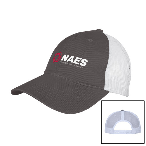 Charcoal/White Mesh Back Unstructured Low Profile Hat-NAES Performance Center