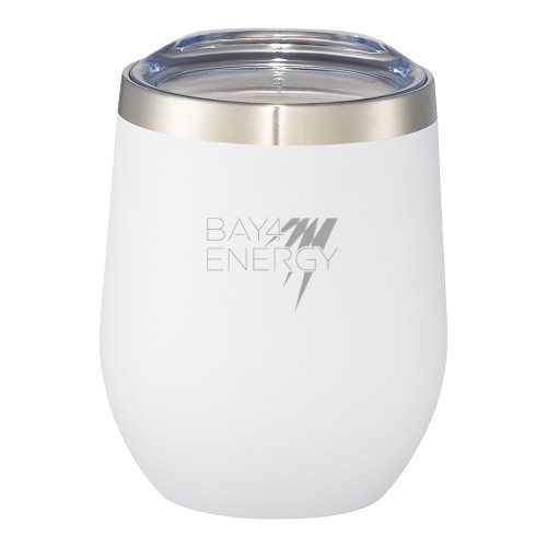 Corzo Vacuum Insulated White Cup 12oz-NAES Bay4 Energy Engraved