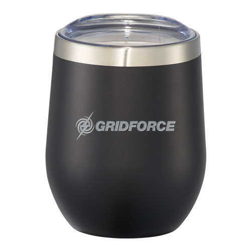 Corzo Vacuum Insulated Black Cup 12oz-Gridforce Engraved