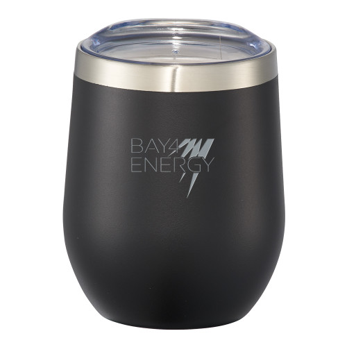 Corzo Vacuum Insulated Black Cup 12oz-NAES Bay4 Energy Engraved