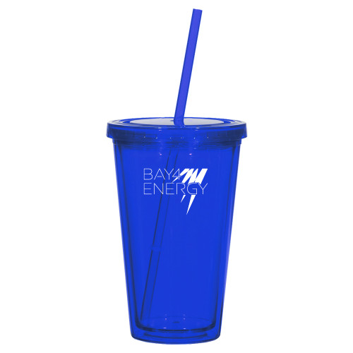 Madison Double Wall Blue Tumbler w/Straw 16oz-NAES Bay4 Energy