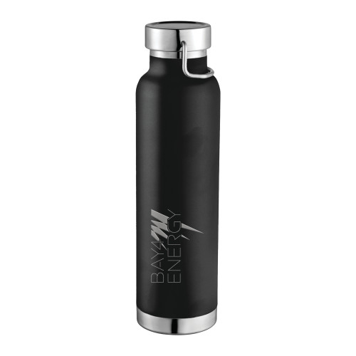 Thor Copper Vacuum Insulated Black Bottle 22oz-NAES Bay4 Energy Engraved