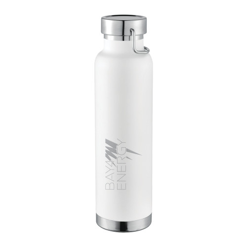 Thor Copper Vacuum Insulated White Bottle 22oz-NAES Bay4 Energy Engraved