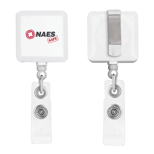 White Square Retractable Badge Holder-NAES Safe