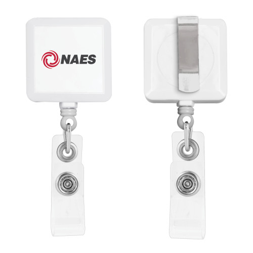 White Square Retractable Badge Holder-E3 Consulting