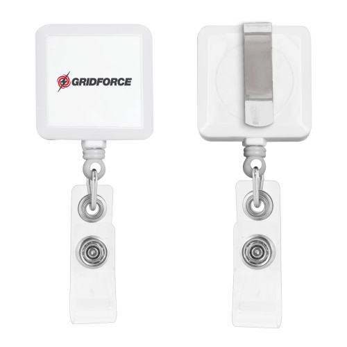 White Square Retractable Badge Holder-Gridforce