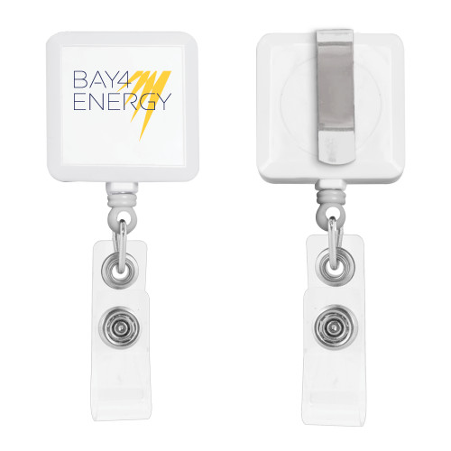 White Square Retractable Badge Holder-NAES Bay4 Energy