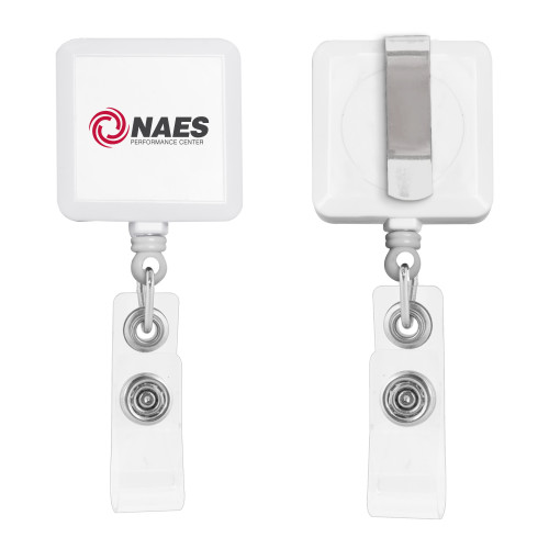 White Square Retractable Badge Holder-NAES Performance Center