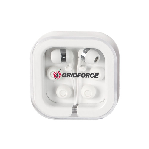 Ear Buds in Clear Square Case-Gridforce