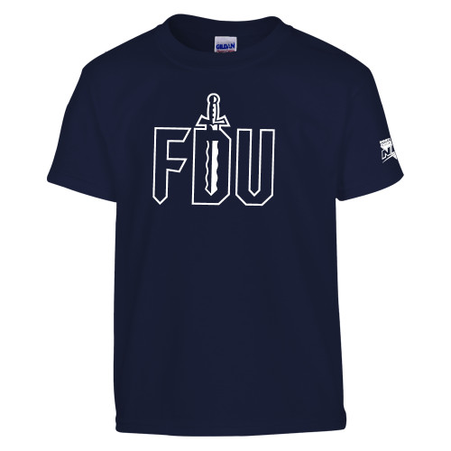 Youth Navy T Shirt-NEC FDU with Sword
