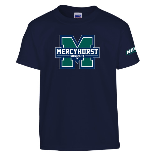 Youth Navy T Shirt-Mercyhurst University Logo