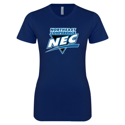 Next Level Womens Navy Boyfriend Tee-Northeast Conference NEC Full Mark