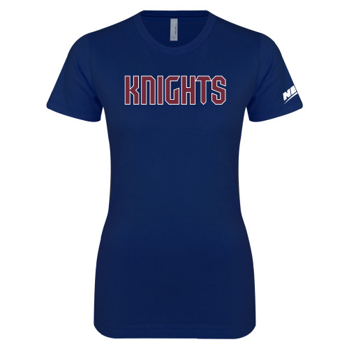 Next Level Womens Navy Boyfriend Tee-NEC Fairleigh Knights Wordmark