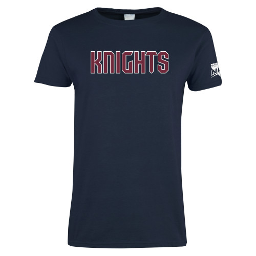 Womens Short Sleeve Navy Tee-NEC Fairleigh Knights Wordmark