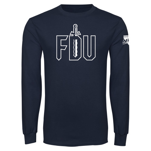 Navy Long Sleeve T-Shirt-NEC FDU with Sword