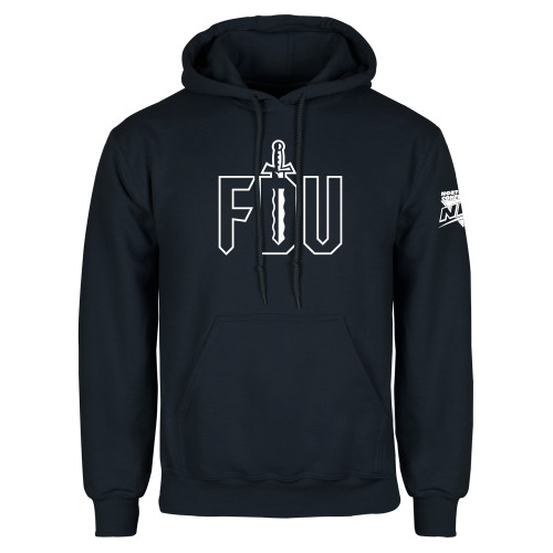 Navy Fleece Hoodie-NEC FDU with Sword