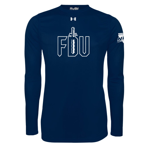 Under Armour Navy Long Sleeve Tech Tee-NEC FDU with Sword