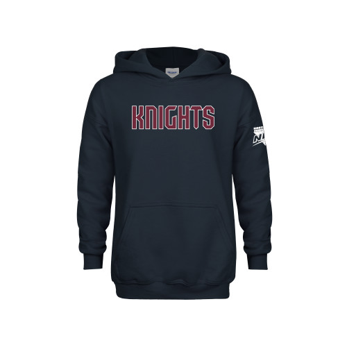 Youth Navy Fleece Hoodie-NEC Fairleigh Knights Wordmark