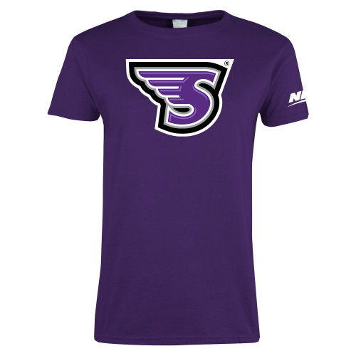 Womens Purple Short Sleeve Tee-NEC Stonehill S