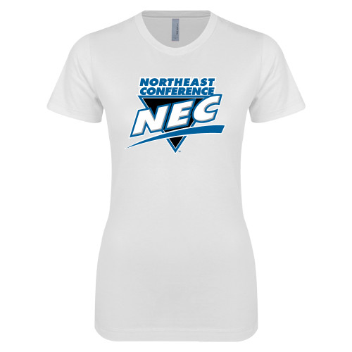 Next Level Womens White Boyfriend Tee-Northeast Conference NEC Full Mark
