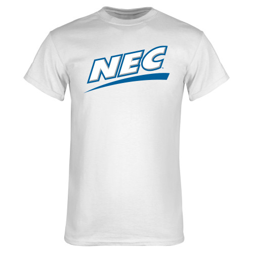 White T Shirt-Northeast Conference NEC Flat Mark