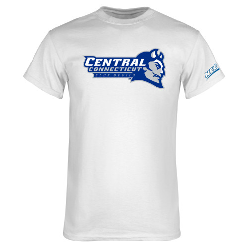 White T Shirt-Northeast Conference Central Connecticut Primary Mark
