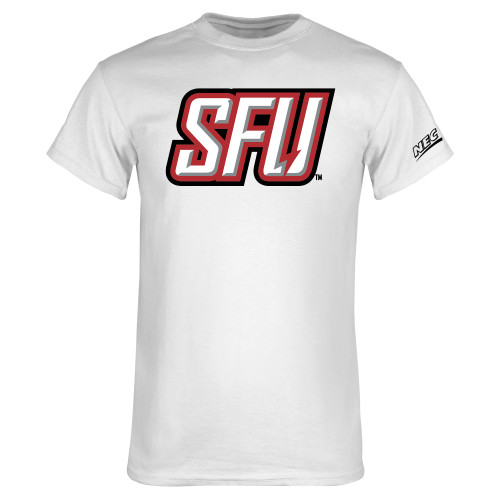 White T Shirt-Northeast Conference Saint Francis University Primary Mark