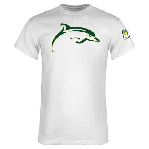White T Shirt-NEC Le Moyne Dolphins Mascot Icon