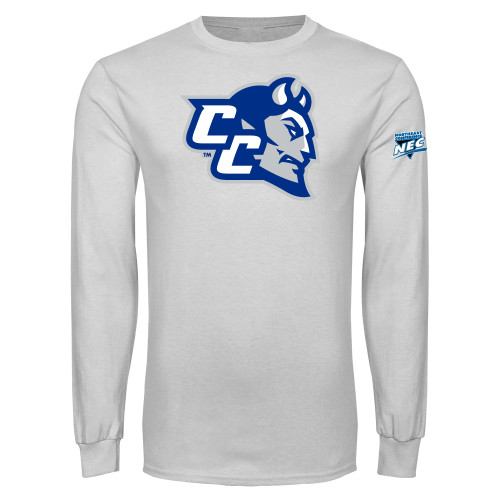 White Long Sleeve T Shirt-Northeast Conference Central Connecticut CC Mascot Mark
