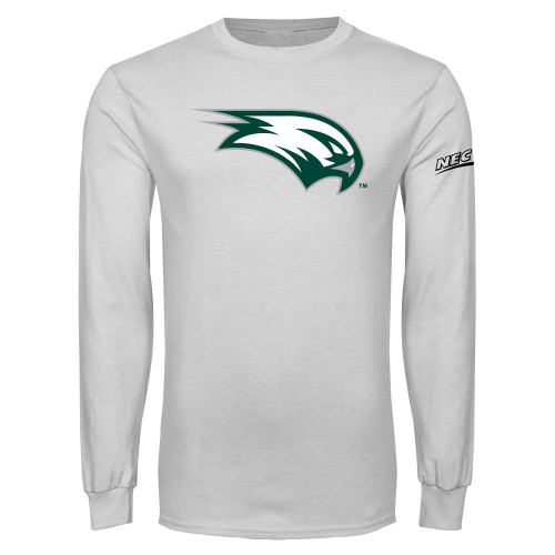 White Long Sleeve T Shirt-Northeast Conference Wagner College Mascot Mark