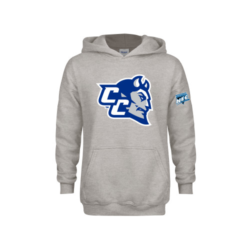 Youth Grey Fleece Hood-Northeast Conference Central Connecticut CC Mascot Mark