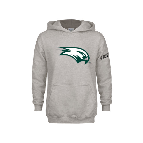 Youth Grey Fleece Hood-Northeast Conference Wagner College Mascot Mark