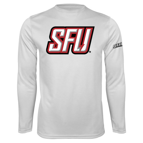 White Performance Long Sleeve Shirt-Northeast Conference Saint Francis University Primary Mark