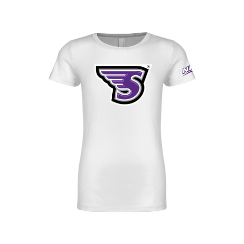 Next Level Girls White Fashion Fit T Shirt-NEC Stonehill S