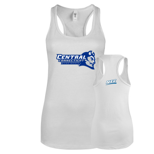 Next Level Racerback Tank White-Northeast Conference Central Connecticut Primary Mark