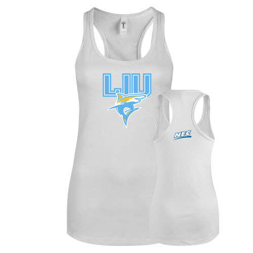 Next Level Racerback Tank White-Northeast Conference Long Island University Primary Mark