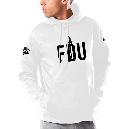 Under Armour White Armour Fleece Hoodie-NEC FDU with Sword