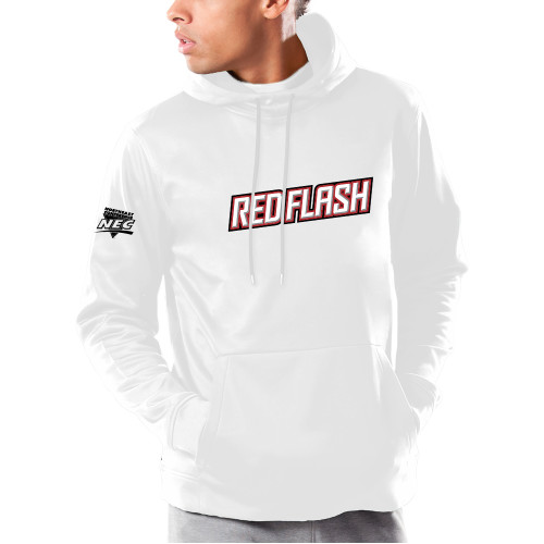 Under Armour White Armour Fleece Hoodie-Northeast Conference Saint Francis University Red Flash Wordmark
