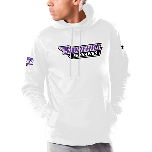 Under Armour White Armour Fleece Hoodie-NEC Stonehill Skyhawks Wordmark