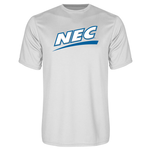 White Performance Tee-Northeast Conference NEC Flat Mark