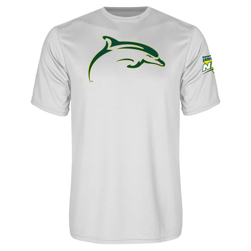 White Performance Tee-NEC Le Moyne Dolphins Mascot Icon