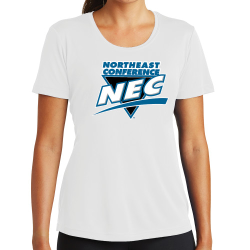Womens White Performance Tee-Northeast Conference NEC Full Mark