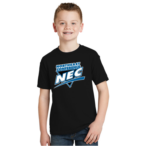 Youth Black T Shirt-Northeast Conference NEC Full Mark