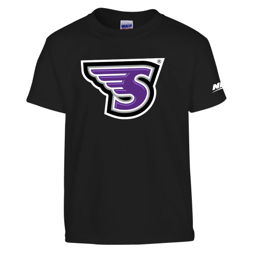 Youth Black T Shirt-NEC Stonehill S