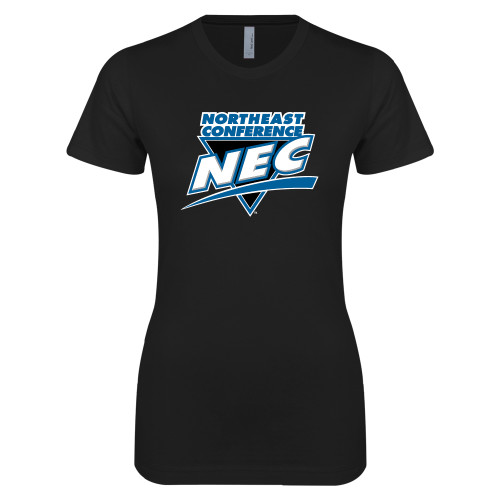Next Level Womens Black Boyfriend Tee-Northeast Conference NEC Full Mark